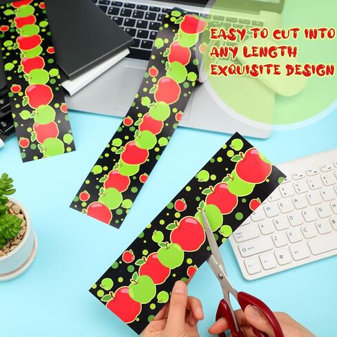 Sherr 72.18 ft Back to School Bulletin Board Borders Apple Trim Border Roll Welcome Back Bulletin Board Classroom Decor Red Apple First Day of School Decorations for Classroom Chalkboard Wall Decor in Saudi Arabia