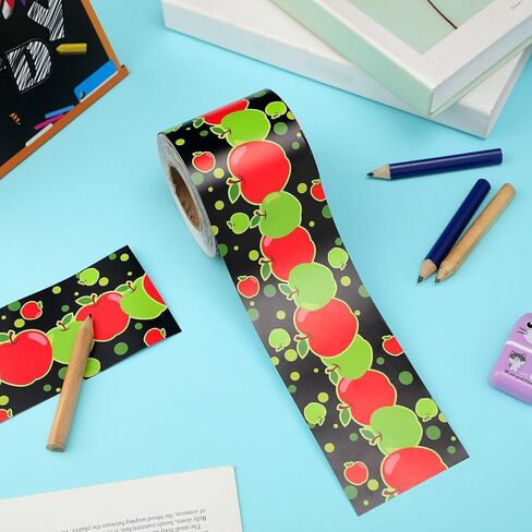 Sherr 72.18 ft Back to School Bulletin Board Borders Apple Trim Border Roll Welcome Back Bulletin Board Classroom Decor Red Apple First Day of School Decorations for Classroom Chalkboard Wall Decor in Saudi Arabia