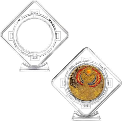 2Pcs Challenge Coins Display Stand 3D Rotatable Floating Coin Holder Stands Acrylic Clear Acrylic Coin Protector for Collectors Medallion Medal Specimen(1.6X 1.6in) in Saudi Arabia