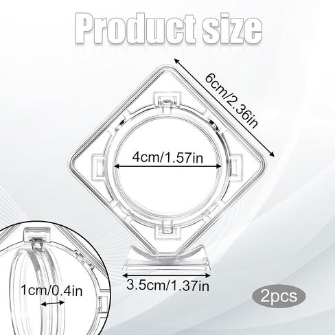 2Pcs Challenge Coins Display Stand 3D Rotatable Floating Coin Holder Stands Acrylic Clear Acrylic Coin Protector for Collectors Medallion Medal Specimen(1.6X 1.6in) in Saudi Arabia