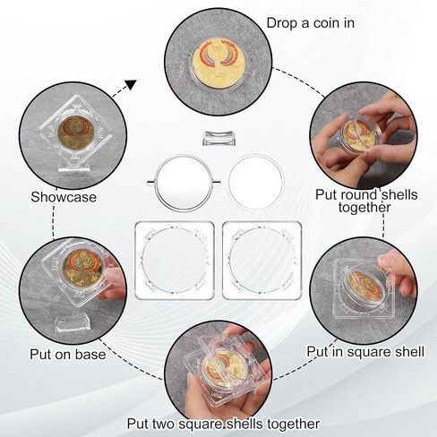 2Pcs Challenge Coins Display Stand 3D Rotatable Floating Coin Holder Stands Acrylic Clear Acrylic Coin Protector for Collectors Medallion Medal Specimen(1.6X 1.6in) in Saudi Arabia