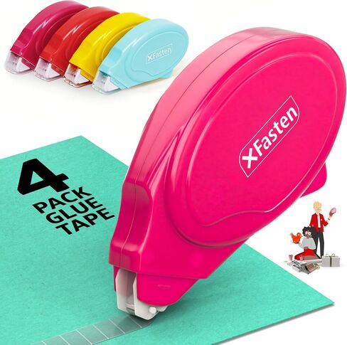 أسطوانة شريط الغراء Xfasten لخلاصات Scrapbooking 4 عبوات متعددة الأحماض ذات الجوانب ذات الجوانب المزدوجة للحرف اليدوية ، والصور ، ومستلزمات المجلات الرصاصة والخردة-عداء لاصقة سجل القصاصات (0.3 في × 30 قدمًا) in Kuwait