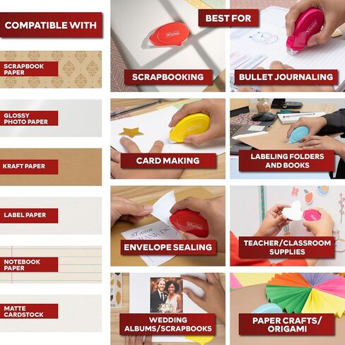 أسطوانة شريط الغراء Xfasten لخلاصات Scrapbooking 4 عبوات متعددة الأحماض ذات الجوانب ذات الجوانب المزدوجة للحرف اليدوية ، والصور ، ومستلزمات المجلات الرصاصة والخردة-عداء لاصقة سجل القصاصات (0.3 في × 30 قدمًا) in Kuwait