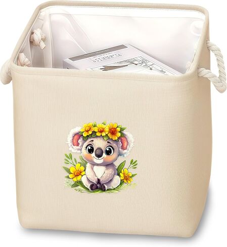 Koala Fabric Storage Bin 11 × 11 بوصة ، سلة تخزين قابلة للطي للمنزل ، المكتب ، خزانة ، ملابس ، منظم ألعاب ، ديكور مكتب غرفة منزلية لطيف للبنات أطفال! in Kuwait