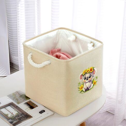 Koala Fabric Storage Bin 11 × 11 بوصة ، سلة تخزين قابلة للطي للمنزل ، المكتب ، خزانة ، ملابس ، منظم ألعاب ، ديكور مكتب غرفة منزلية لطيف للبنات أطفال! in Kuwait