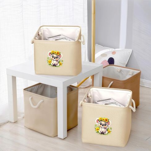 Koala Fabric Storage Bin 11 × 11 بوصة ، سلة تخزين قابلة للطي للمنزل ، المكتب ، خزانة ، ملابس ، منظم ألعاب ، ديكور مكتب غرفة منزلية لطيف للبنات أطفال! in Kuwait