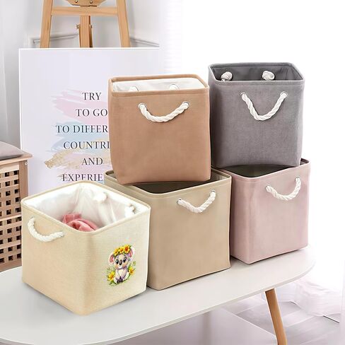 Koala Fabric Storage Bin 11 × 11 بوصة ، سلة تخزين قابلة للطي للمنزل ، المكتب ، خزانة ، ملابس ، منظم ألعاب ، ديكور مكتب غرفة منزلية لطيف للبنات أطفال! in Kuwait