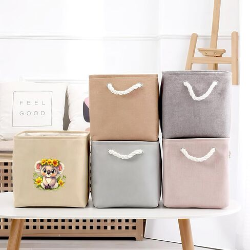 Koala Fabric Storage Bin 11 × 11 بوصة ، سلة تخزين قابلة للطي للمنزل ، المكتب ، خزانة ، ملابس ، منظم ألعاب ، ديكور مكتب غرفة منزلية لطيف للبنات أطفال! in Kuwait