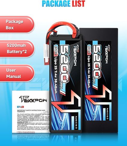 2S Lipo Battery 80C 5200mAh 7.4V LiPo Battery RC Hard Case for RC Car Evader BX Car 1/8 1/10 RC Truck Truggy RC Vehicles - 2 Pack in Saudi Arabia