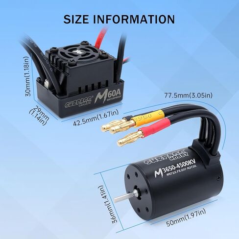 تجاوز الهواية RC محرك Brushless ESC Combo مقاومة للماء M3650 4500KV محرك بدون فرش و 60A COMBO ESC مجموعة 1/10 سيارات التحكم عن بعد الشاحنات على الطرق الوعرة in Kuwait