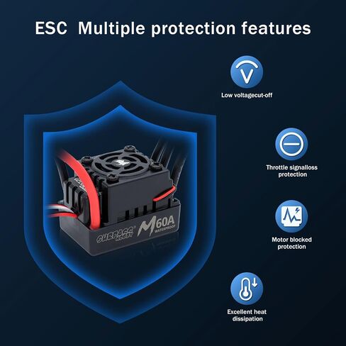 تجاوز الهواية RC محرك Brushless ESC Combo مقاومة للماء M3650 4500KV محرك بدون فرش و 60A COMBO ESC مجموعة 1/10 سيارات التحكم عن بعد الشاحنات على الطرق الوعرة in Kuwait