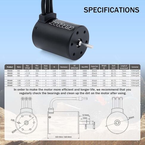 تجاوز الهواية RC محرك Brushless ESC Combo مقاومة للماء M3650 4500KV محرك بدون فرش و 60A COMBO ESC مجموعة 1/10 سيارات التحكم عن بعد الشاحنات على الطرق الوعرة in Kuwait