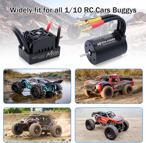 تجاوز الهواية RC محرك Brushless ESC Combo مقاومة للماء M3650 4500KV محرك بدون فرش و 60A COMBO ESC مجموعة 1/10 سيارات التحكم عن بعد الشاحنات على الطرق الوعرة in Kuwait