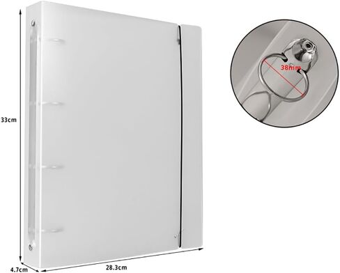غطاء الموثق Gshllo A4 4-Ring ، عرض واضح ، أبيض ، حلقة مستديرة ، من الفولاذ المقاوم للصدأ ، إغلاق زر SNAP ، شريط مرن in Saudi Arabia