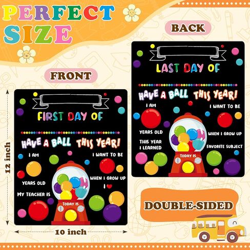 Chunful First and Last Day of School Chalkboard Sign Board Wooden Pencil 10" x 12" Reusable Double Sided Apple Chalk Board for Preschool Kindergarten in Saudi Arabia