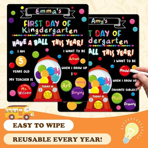 Chunful First and Last Day of School Chalkboard Sign Board Wooden Pencil 10" x 12" Reusable Double Sided Apple Chalk Board for Preschool Kindergarten in Saudi Arabia
