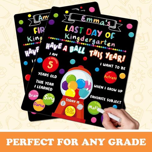 Chunful First and Last Day of School Chalkboard Sign Board Wooden Pencil 10" x 12" Reusable Double Sided Apple Chalk Board for Preschool Kindergarten in Saudi Arabia