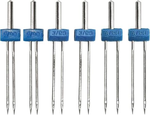 PSON 6PCS الإبر التوأم لآلة الخياطة ، دبابيس الإبر المزدوجة لآلات الخياطة المنزلية ، 3 أحجام مختلطة 2.0/90 ، 3.0/90 ، 4.0/90 in Saudi Arabia