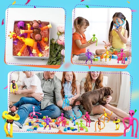Soulchen 24 Pcs Telescopic Suction Cup Toys for Kids Bulk Pop Tube Sensory Toys Monkey Alien Giraffe Funny Autism Fidget Travel Toy for Boys Girls Birthday Thanksgiving Christmas Halloween Suffers in Saudi Arabia