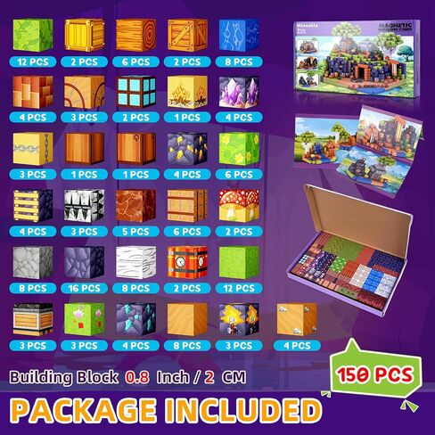 150pcs كتل مغناطيسية ، بناء لبنات بناء مغناطيسية ثلاثية الأبعاد للأطفال الذين تتراوح أعمارهم بين 4-8 ، كتل المغناطيس ، هدايا عيد ميلاد عيد الميلاد التعليمية الحسية للبنين والبنات الذين تتراوح أعمارهم بين 3 سنوات من ألعاب البناء in Kuwait