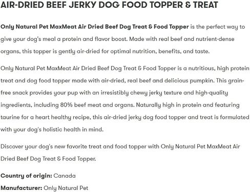 Only Natural Pet MaxMeat Holistic Air Dried Dry Dog Food - All Natural, High Protein, Grain Free - Made with Real Meat - Beef with Pumpkin & Parsley 2 lb in Saudi Arabia