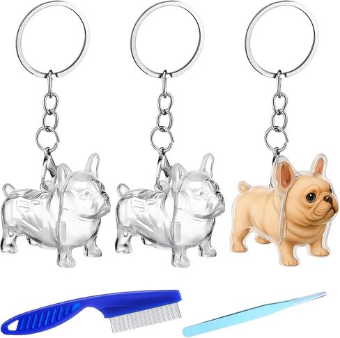 Nosiny 3 Pcs Dog Hair Collector Keychain Charm Memorial Storage Box Clear Pet Fur Holder Keyring Cute Dog Hair Keepsake Collection with Tweezers Comb Memorial Gift for Pet Lovers(Golden Retriever) in Saudi Arabia
