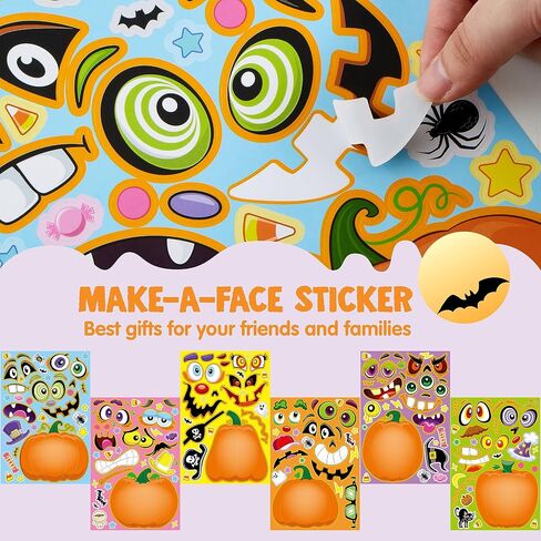 JOYIN 48 Pcs Halloween Pumpkin Stickers for Kids, Halloween Party Favor, Craft Party Supplies, Funny Sticker with Different Pumpkin Design, Classroom Activities Games Goodies Treat Gifts（Age 3+） in Saudi Arabia