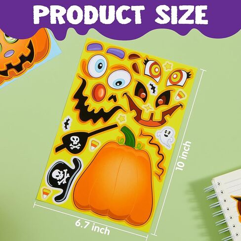 JOYIN 48 Pcs Halloween Pumpkin Stickers for Kids, Halloween Party Favor, Craft Party Supplies, Funny Sticker with Different Pumpkin Design, Classroom Activities Games Goodies Treat Gifts（Age 3+） in Saudi Arabia