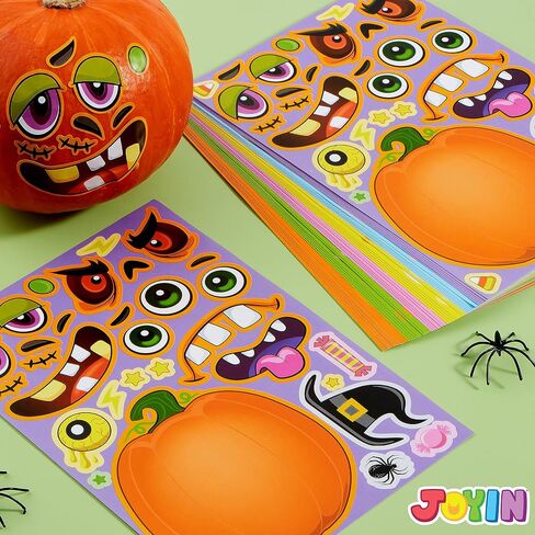 JOYIN 48 Pcs Halloween Pumpkin Stickers for Kids, Halloween Party Favor, Craft Party Supplies, Funny Sticker with Different Pumpkin Design, Classroom Activities Games Goodies Treat Gifts（Age 3+） in Saudi Arabia