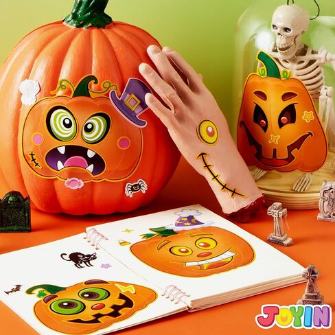JOYIN 48 Pcs Halloween Pumpkin Stickers for Kids, Halloween Party Favor, Craft Party Supplies, Funny Sticker with Different Pumpkin Design, Classroom Activities Games Goodies Treat Gifts（Age 3+） in Saudi Arabia