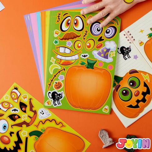 JOYIN 48 Pcs Halloween Pumpkin Stickers for Kids, Halloween Party Favor, Craft Party Supplies, Funny Sticker with Different Pumpkin Design, Classroom Activities Games Goodies Treat Gifts（Age 3+） in Saudi Arabia