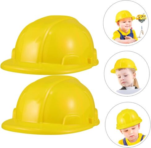 2Pcs Construction Party Hats Hard Hats for Dress Up for Halloween Themed Parties Flexible Plastic Fun Building Accessories in Kuwait