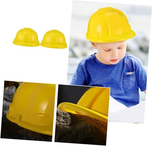 2Pcs Construction Party Hats Hard Hats for Dress Up for Halloween Themed Parties Flexible Plastic Fun Building Accessories in Kuwait