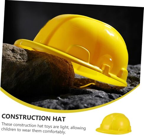 2Pcs Construction Party Hats Hard Hats for Dress Up for Halloween Themed Parties Flexible Plastic Fun Building Accessories in Kuwait