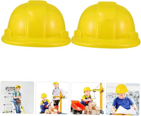 2Pcs Construction Party Hats Hard Hats for Dress Up for Halloween Themed Parties Flexible Plastic Fun Building Accessories in Kuwait