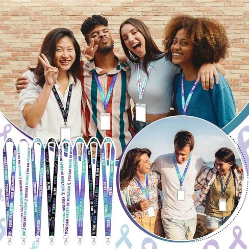 Cholemy 48 Pcs Suicide Prevention Awareness Lanyard Purple Teal Ribbon Bulk with Release Buckle Ribbon Week Awareness Gifts for Fundraising Events Campaigns, 8 Styles in Saudi Arabia