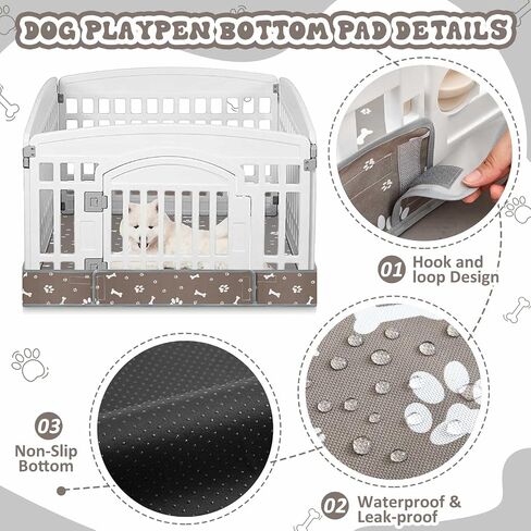 2 Pack Dog Playpens Cover and Bottom Mat Fits for 36 Inch 4 Panels Pet PlayPen, Dog Crate Cover Puppy Exercise Pad, Reusable Washable, Hoop and Loop Design, Playpen Not Included(Grey) in Saudi Arabia