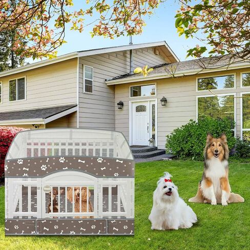 2 Pack Dog Playpens Cover and Bottom Mat Fits for 36 Inch 4 Panels Pet PlayPen, Dog Crate Cover Puppy Exercise Pad, Reusable Washable, Hoop and Loop Design, Playpen Not Included(Grey) in Saudi Arabia