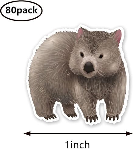 Wombat Animal Stickers 1in for Scrapbooking, Arts, Craft, Kids DIY, Calendars Journals 80-Pack in Saudi Arabia