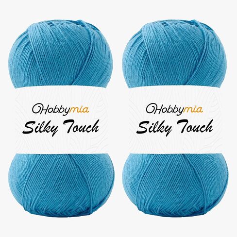 Silky Touch Crochet Yarn - 100gr / 383yds - 100% Microfiber Acrylic - (2) Sport Fine Weight - Silky Effect Yarn for Hand Knitting (Black - Black, 1 Skein) in Saudi Arabia