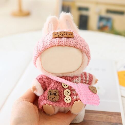 Knit Style 17cm Doll Clothes Accessories Set Include: Hat, Bag, Sweater- Cute Clothes for Dress up Your Dolls (Doll Not Included),Apricot in Saudi Arabia