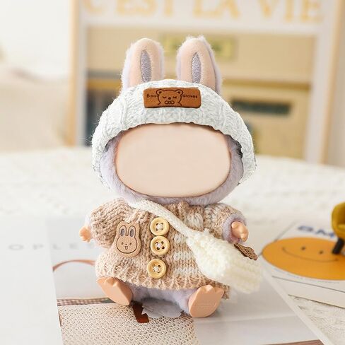 Knit Style 17cm Doll Clothes Accessories Set Include: Hat, Bag, Sweater- Cute Clothes for Dress up Your Dolls (Doll Not Included),Apricot in Saudi Arabia