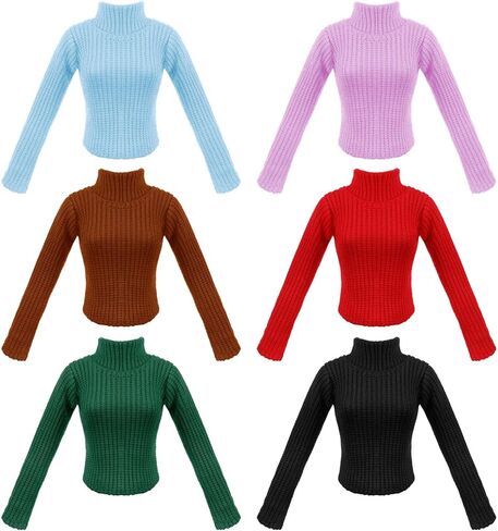 6 Pcs Fall Doll Clothes Doll Sweater Fashion Outfits Long Sleeve Top Clothing for Birthday Gift(Classic Colors,11.8 Inch) in Saudi Arabia