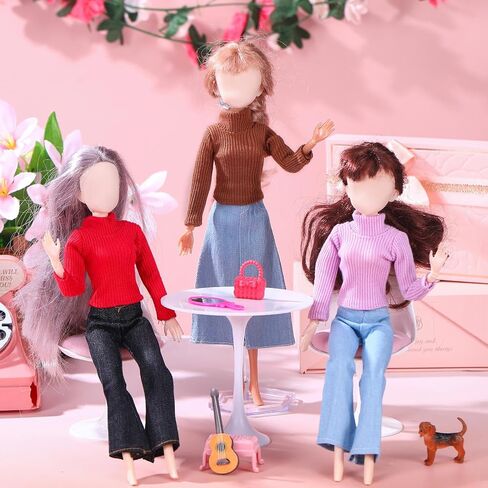 6 Pcs Fall Doll Clothes Doll Sweater Fashion Outfits Long Sleeve Top Clothing for Birthday Gift(Classic Colors,11.8 Inch) in Saudi Arabia