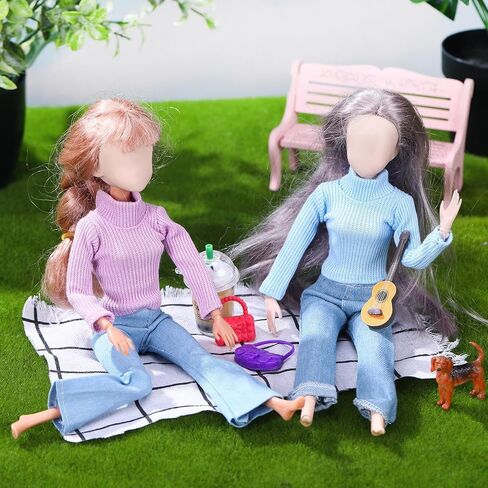 6 Pcs Fall Doll Clothes Doll Sweater Fashion Outfits Long Sleeve Top Clothing for Birthday Gift(Classic Colors,11.8 Inch) in Saudi Arabia