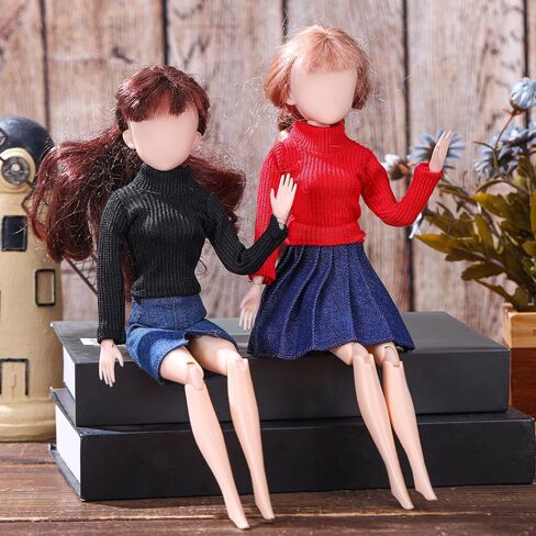 6 Pcs Fall Doll Clothes Doll Sweater Fashion Outfits Long Sleeve Top Clothing for Birthday Gift(Classic Colors,11.8 Inch) in Saudi Arabia