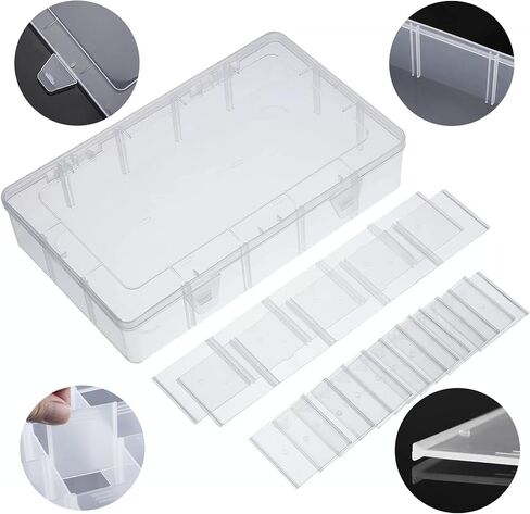 15 Large Grids Plastic Organizer Box with Adjustable Dividers,divided storage containers,jewelry organizer,Clear Storage Box for Jewelry,Art DIY Crafts,Washi Tapes,Beads and Small Parts in Saudi Arabia