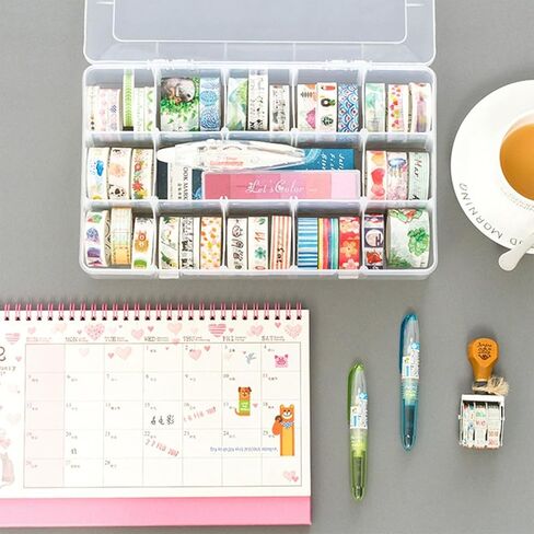 15 Large Grids Plastic Organizer Box with Adjustable Dividers,divided storage containers,jewelry organizer,Clear Storage Box for Jewelry,Art DIY Crafts,Washi Tapes,Beads and Small Parts in Saudi Arabia