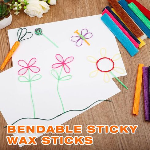 1000 pcs شمع العصي الحرفية ، عصي الغزل الشمع لزجة قابلة للانحناء ، عصي النحت القابلة لإعادة الاستخدام ، سلسلة شمع بكميات كبيرة للحرف ، اللوازم الفنية ، مشروع مدرسة DIY (13 لونًا) in Kuwait