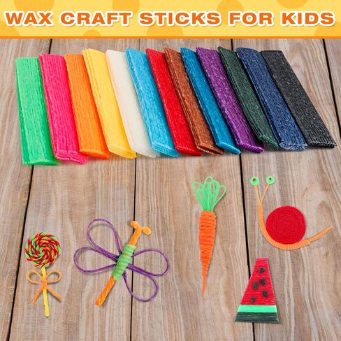 1000 pcs شمع العصي الحرفية ، عصي الغزل الشمع لزجة قابلة للانحناء ، عصي النحت القابلة لإعادة الاستخدام ، سلسلة شمع بكميات كبيرة للحرف ، اللوازم الفنية ، مشروع مدرسة DIY (13 لونًا) in Kuwait